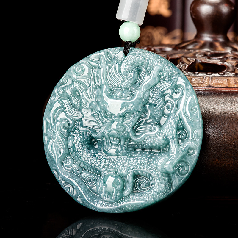 Vintage Fashion Accessories - หยกพม่าจี้รูปมังกรสร้อยคอของขวัญสำหรับผู้หญิงแฟชั่นเครื่องประดับอัญมณีธรรมชาติหยกพม่าวินเทจเครื่องประดับจริง