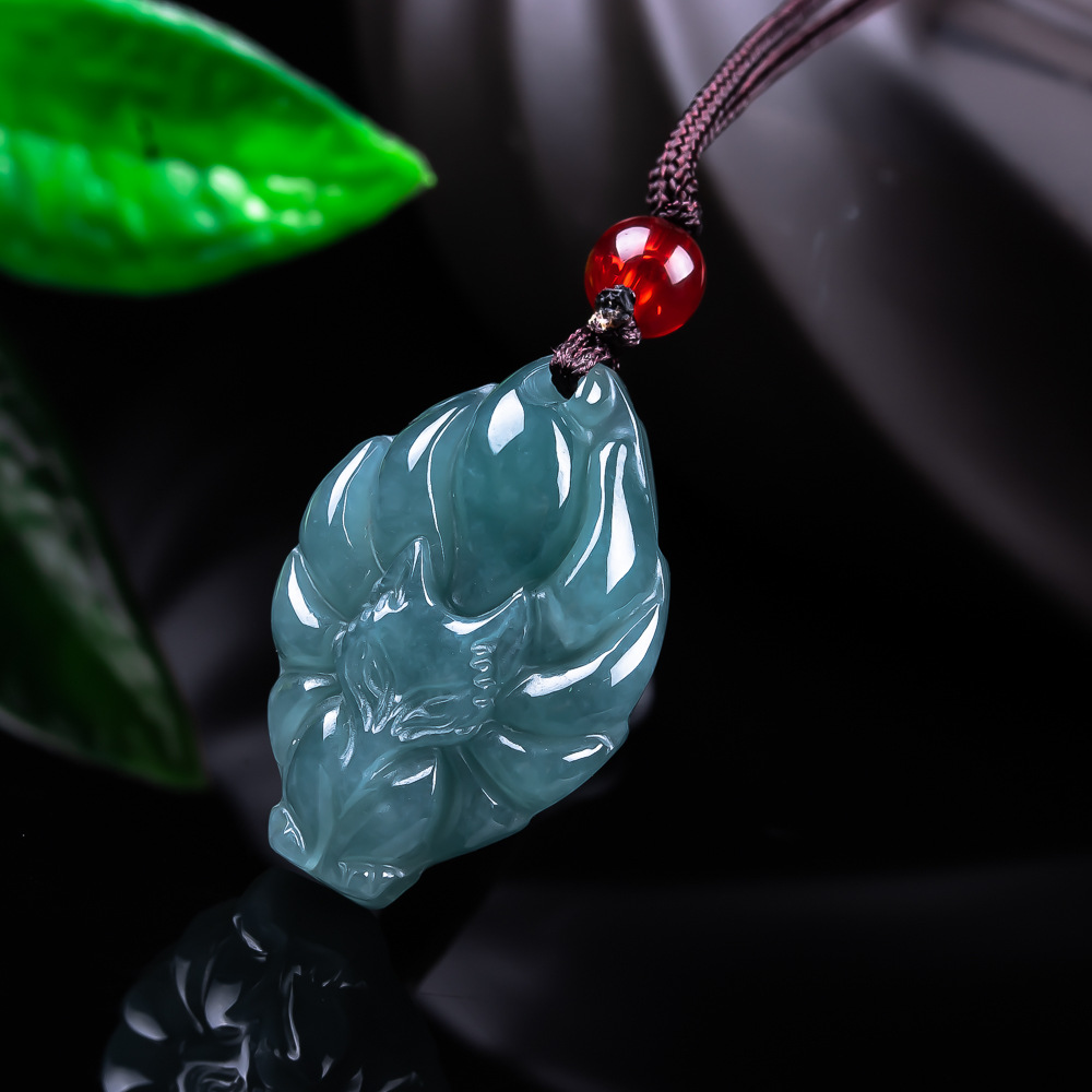Vintage Fashion Accessories - หยกพม่าธรรมชาติจี้รูปสุนัขจิ้งจอกสร้อยคอวินเทจอัญมณีหยกแท้ดีไซเนอร์แฟชั่นเครื่องประดับของขวัญสำหรับผู้หญิง