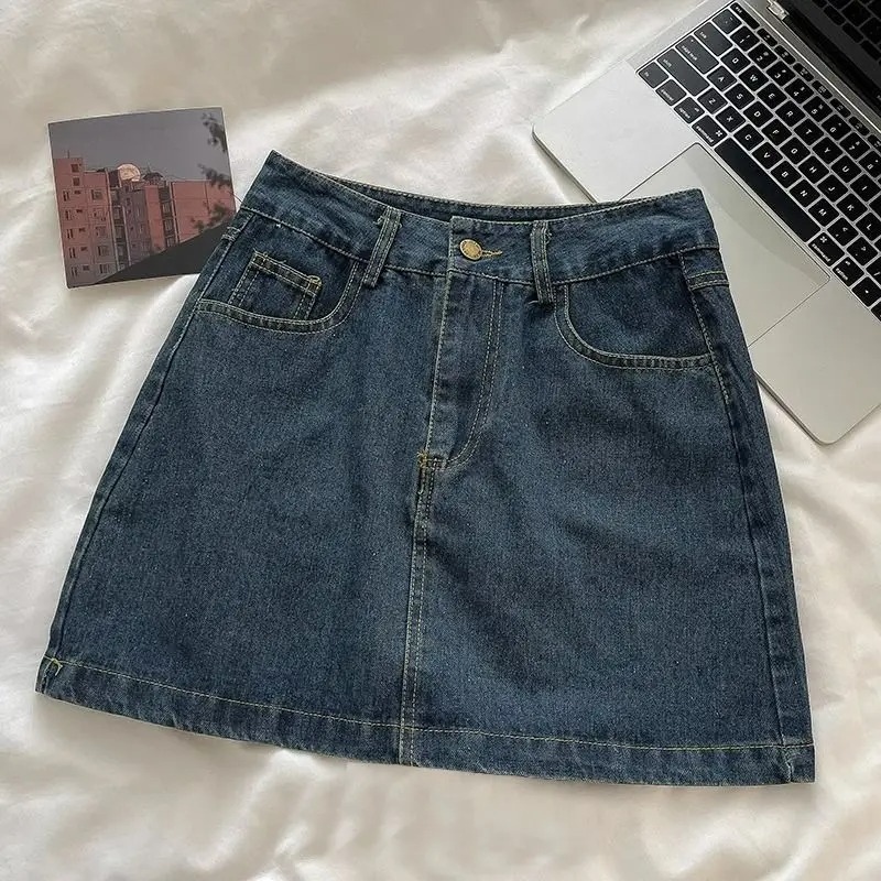 Vintage Fashion Y2K - ชุดกระโปรงยีนส์ Y2K: เสื้อแจ็คเก็ตสไตล์ญี่ปุ่นวินเทจติดกระดุม & กระโปรงมินิสุดน่ารัก ชุด