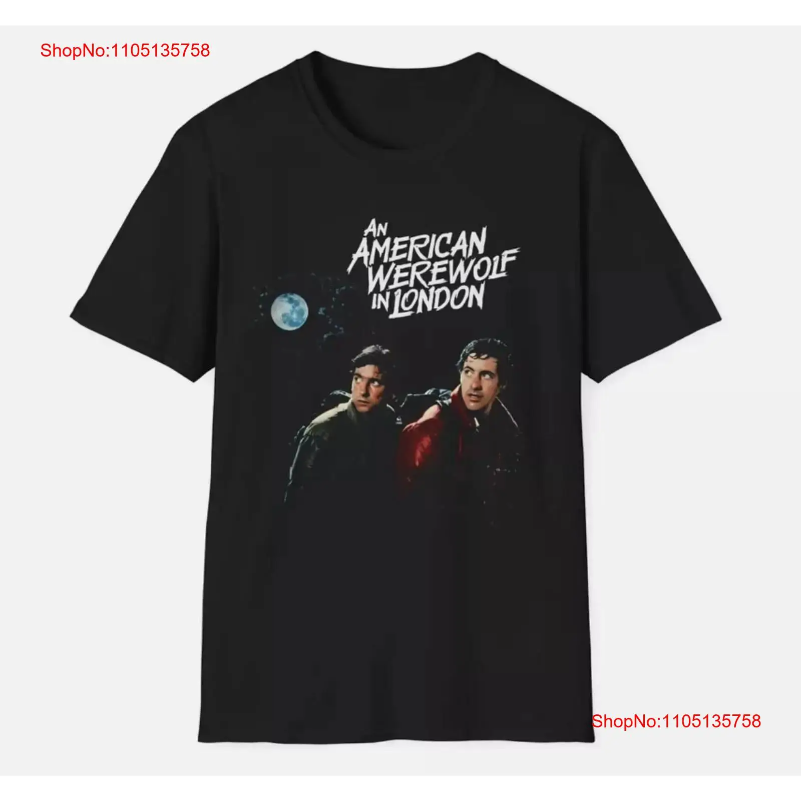 Vintage Fashion London - เสื้อยืดลายโปสเตอร์หนังอเมริกันเรื่องมนุษย์หมาป่าในลอนดอน ปี 1981 สไตล์วินเทจ ผ้าซักแล้ว ใส่ได้หลายโอกาส