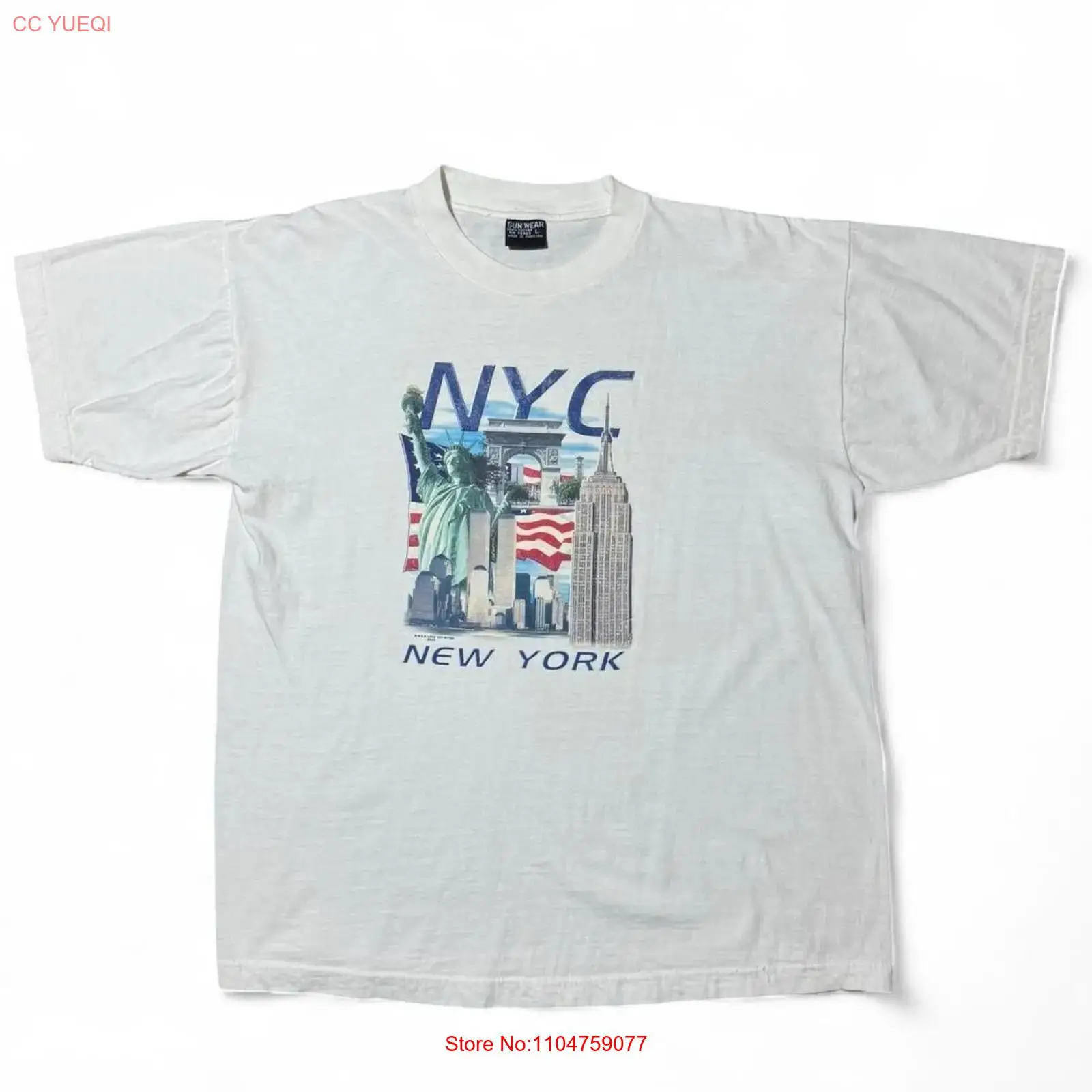 Vintage Fashion York - เสื้อยืดวินเทจ Y2K ของที่ระลึกนิวยอร์ก ตึกแฝด อนุสรณ์สถานก่อน 9/11