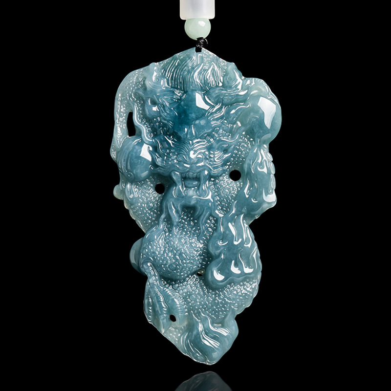 Vintage Fashion Accessories - พม่า Jadeite มังกรจี้สร้อยคอหินแกะสลัก Amulet อุปกรณ์เสริมแฟชั่น Talismans