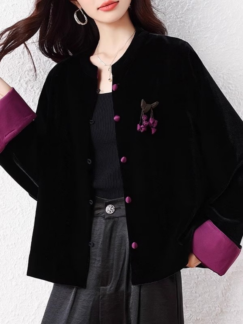 เสื้อคลุมสไตล์จีนสำหรับผู้หญิง - Velvet Blazer Vintage บทวิจารณ์และราคา