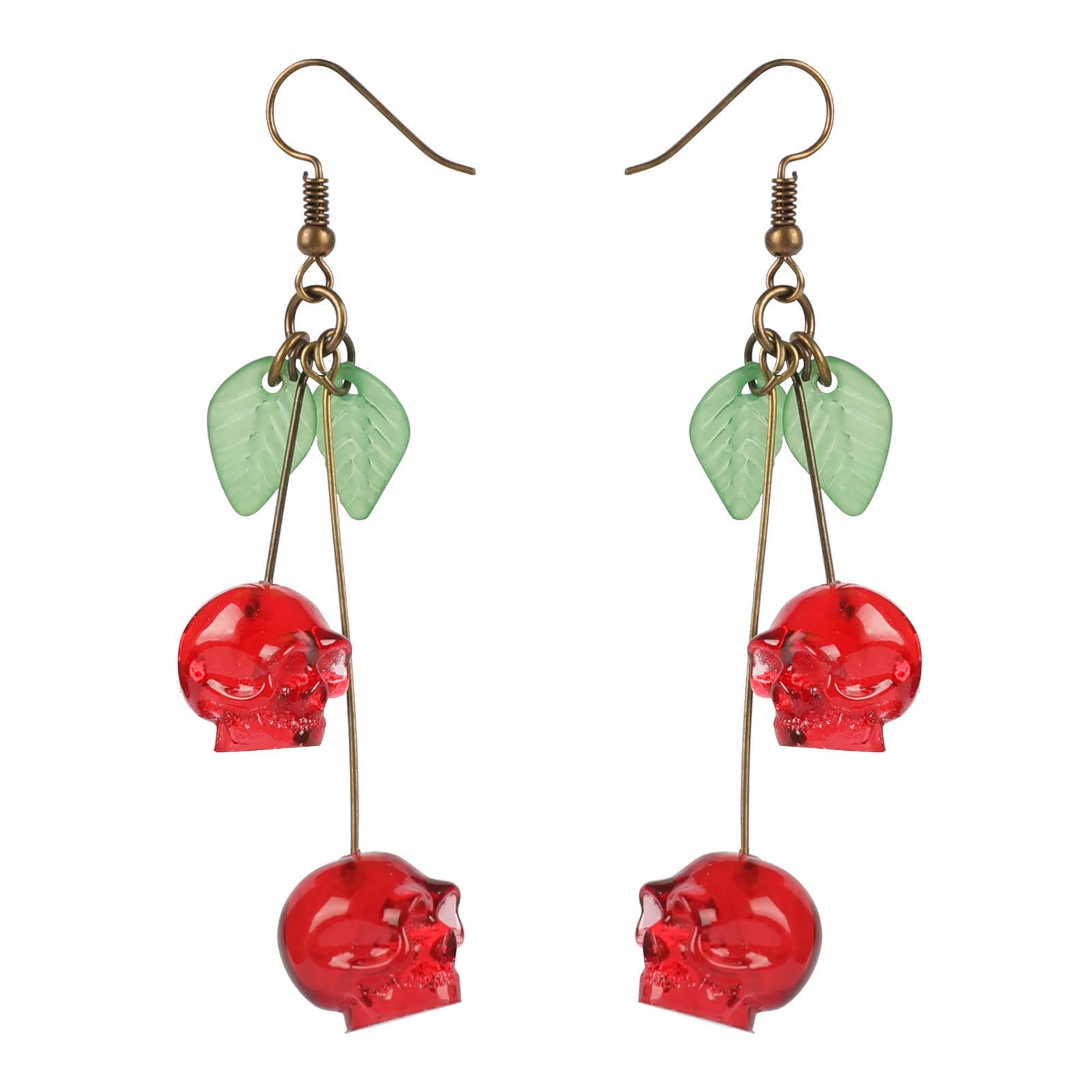 ต่างหูรูปหัวกะโหลกเชอร์รี่ - ต - Quirky Vintage Fashion บทวิจารณ์และราคา
