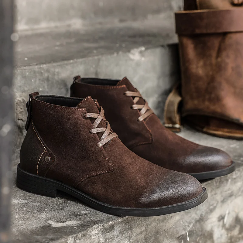รองเท้าบูทข้อเท้าหนังวัวแท้แบบ - Vintage Old Fashion บทวิจารณ์และราคา
