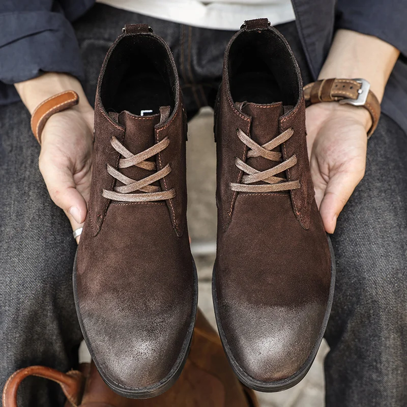 รองเท้าบูทข้อเท้าหนังวัวแท้แบบ - Vintage Old Fashion บทวิจารณ์และราคา