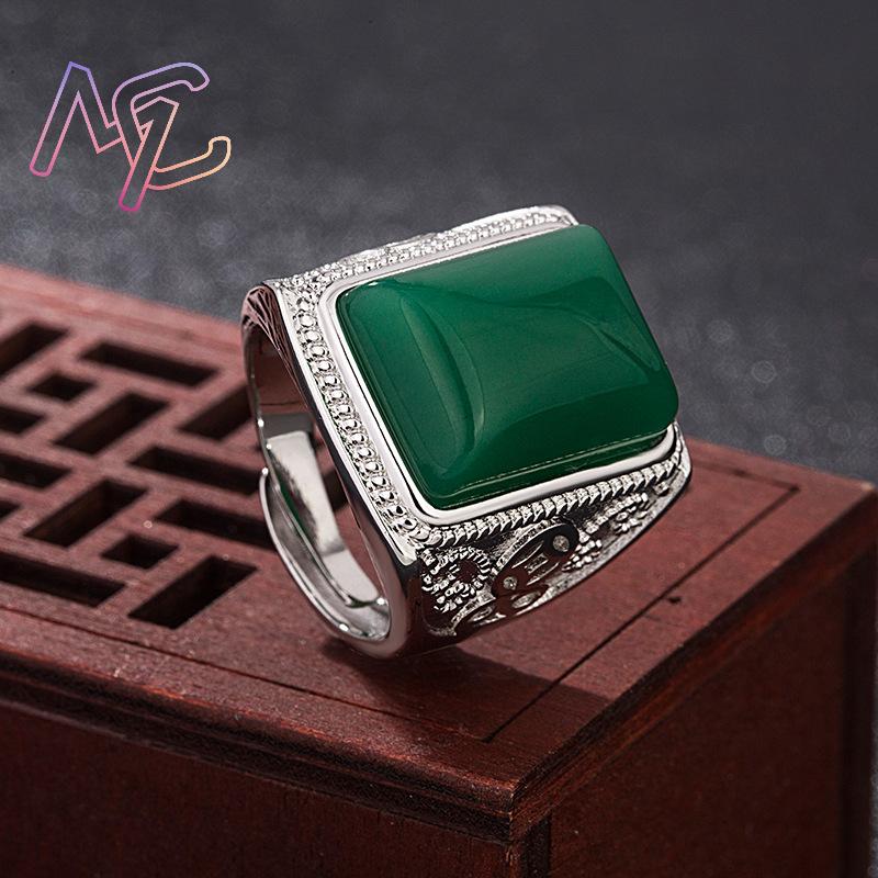 แหวนหยกธรรมชาติสีเขียว เครื่อง - Vintage Fashion Accessories บทวิจารณ์และราคา