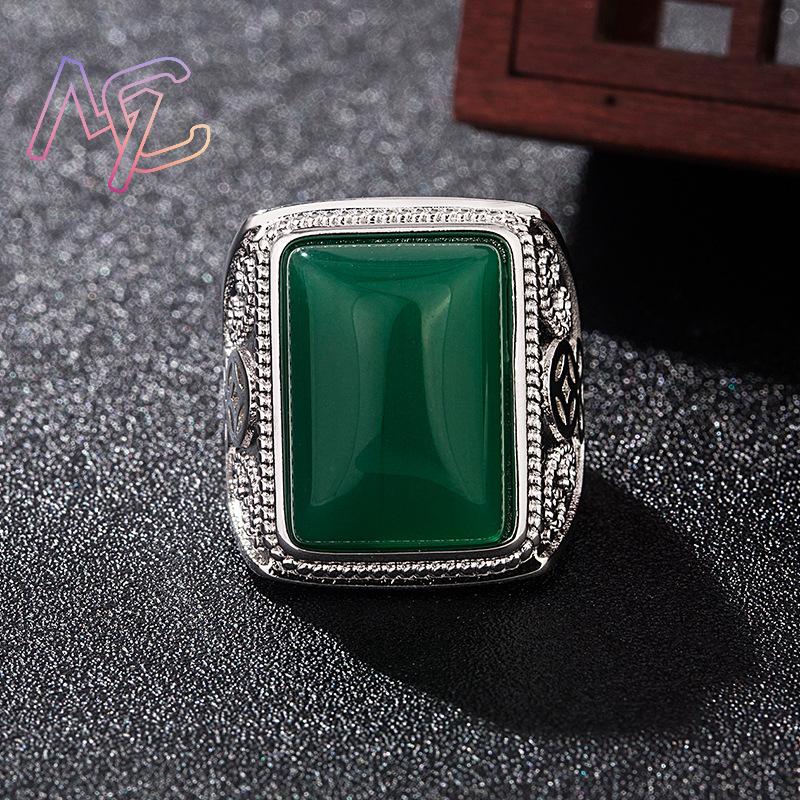 แหวนหยกธรรมชาติสีเขียว เครื่อง - Vintage Fashion Accessories บทวิจารณ์และราคา
