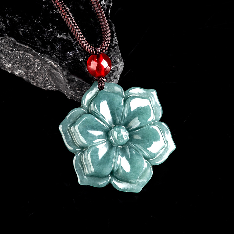จี้หยกพม่ารูปดอกไม้ สร้อยคอ หิ - Vintage Fashion Accessories บทวิจารณ์และราคา