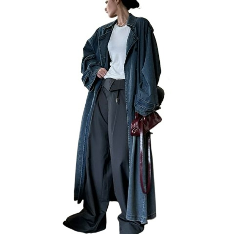 เสื้อโค้ทยีนส์สไตล์ฝรั่งเศสย้อ - Vintage Trench Coat บทวิจารณ์และราคา