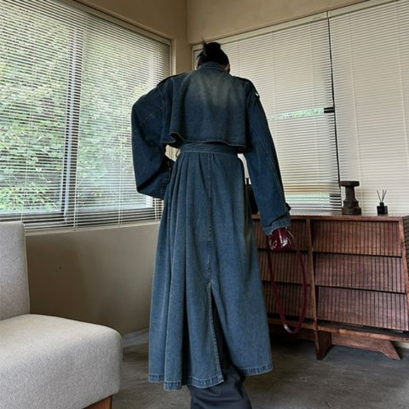 เสื้อโค้ทยีนส์สไตล์ฝรั่งเศสย้อ - Vintage Trench Coat บทวิจารณ์และราคา