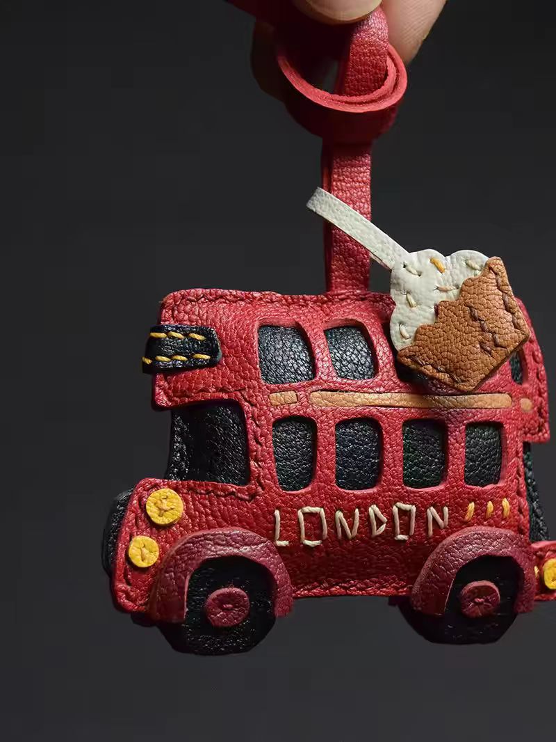 พวงกุญแจหนังแท้ทำมือรูปรถบัสสอ - Vintage Fashion London บทวิจารณ์และราคา