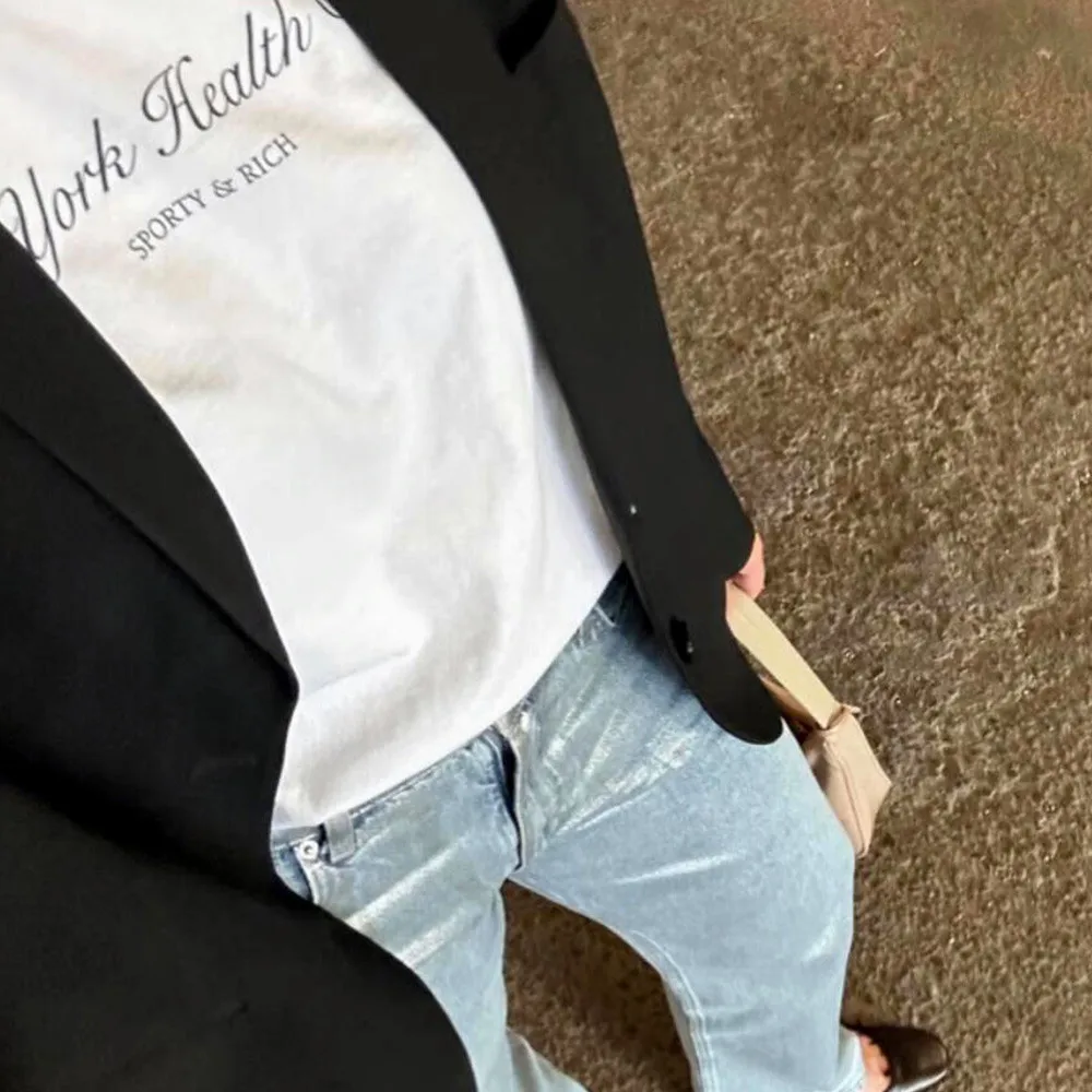 เสื้อยืดผู้หญิงลายพิมพ์ตัวอักษ - Vintage Fashion York บทวิจารณ์และราคา