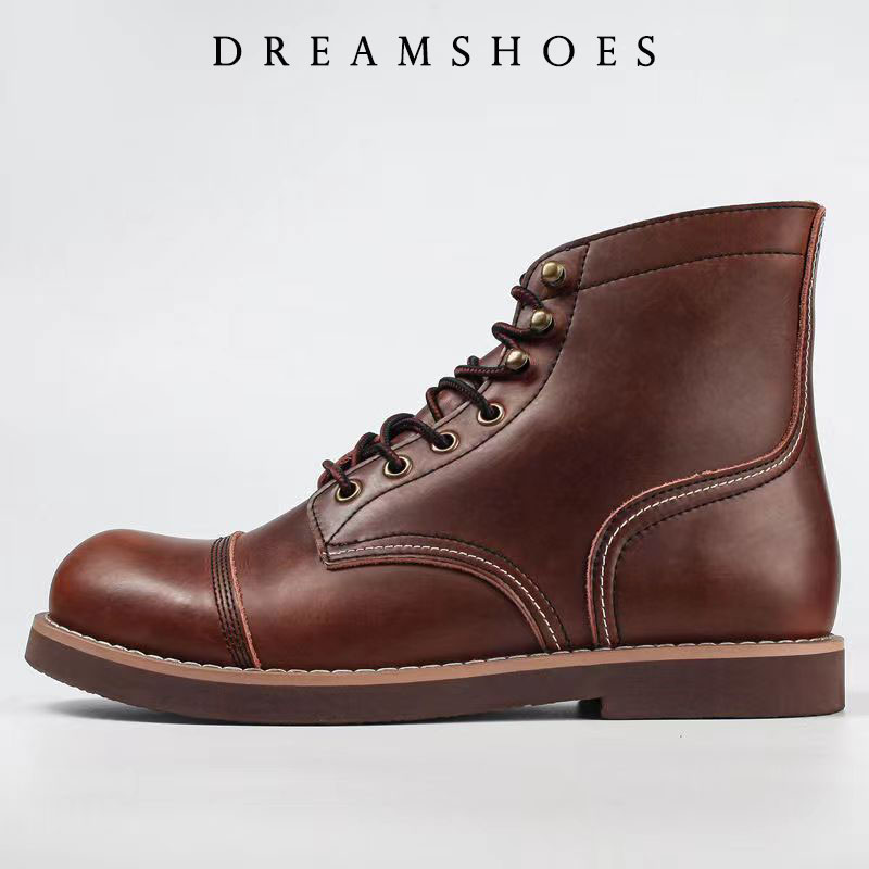 รองเท้าบูทข้อเท้าหนังวัวแท้ทรง - Vintage Old Fashion บทวิจารณ์และราคา