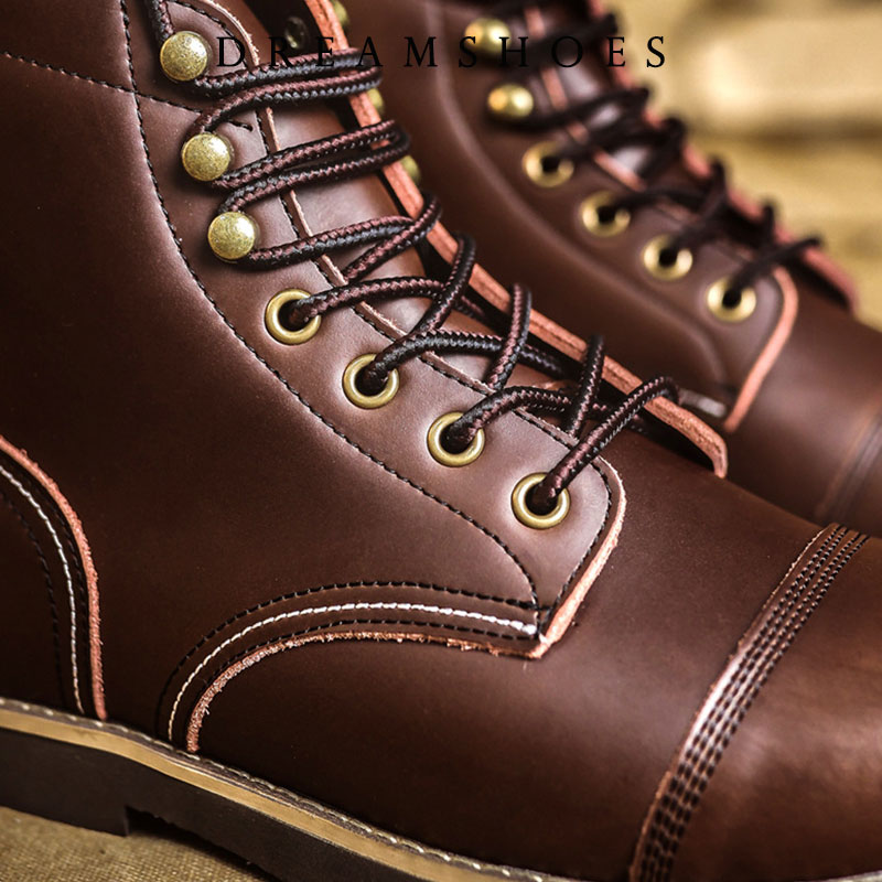 รองเท้าบูทข้อเท้าหนังวัวแท้ทรง - Vintage Old Fashion บทวิจารณ์และราคา