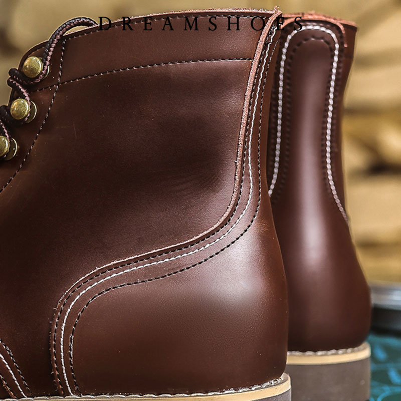 รองเท้าบูทข้อเท้าหนังวัวแท้ทรง - Vintage Old Fashion บทวิจารณ์และราคา