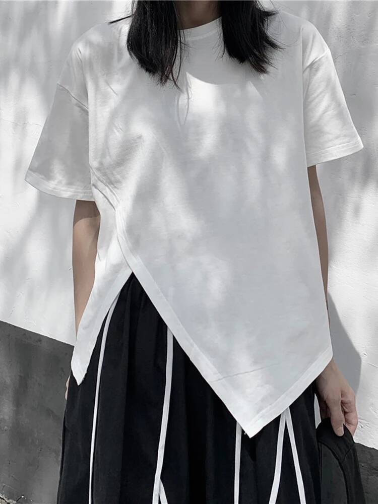 เสื้อยืดลำลองผู้หญิงสีขาว ทรงไ - Vintage Fashion Build บทวิจารณ์และราคา