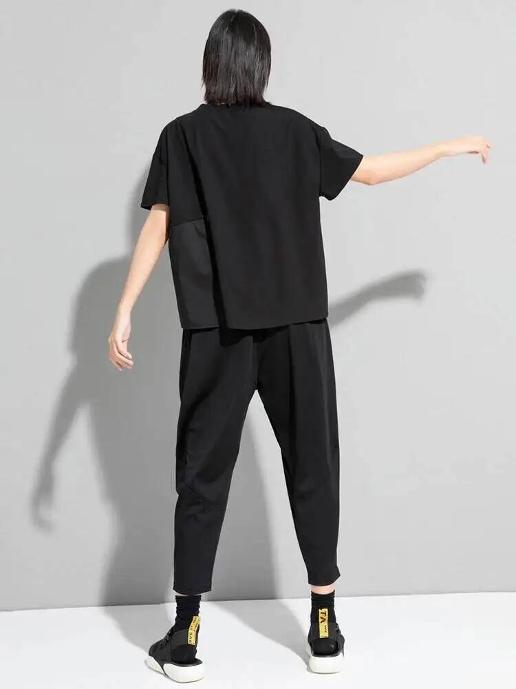 เสื้อยืดลำลองผู้หญิงสีดำมีเชือ - Vintage Fashion Build บทวิจารณ์และราคา