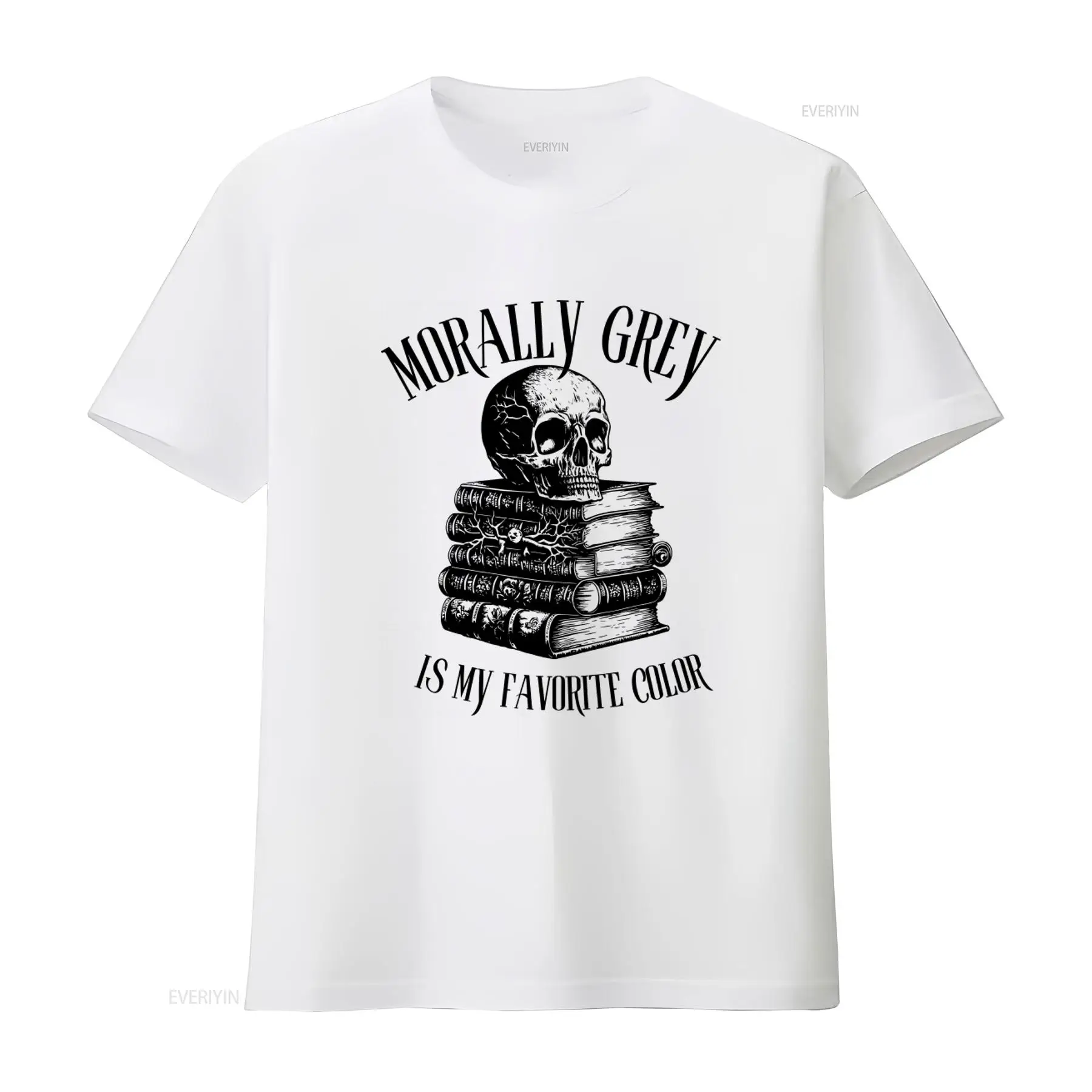 เสื้อยืดลายกะโหลกสีเทา 