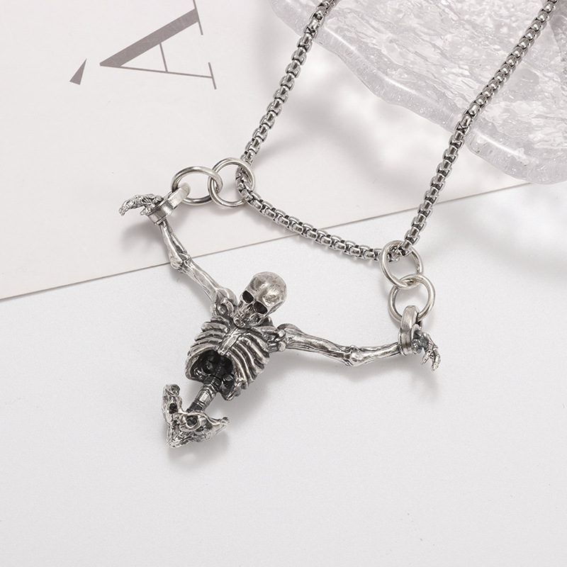 สร้อยคอจี้หัวกะโหลกชุบเงินแนวก - Quirky Vintage Fashion บทวิจารณ์และราคา