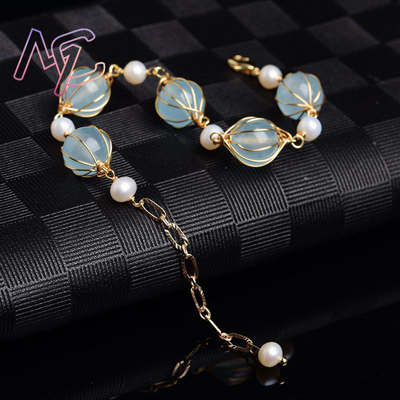 ต่างหูลูกปัดหยกธรรมชาติสีน้ำเง - Vintage Fashion Accessories บทวิจารณ์และราคา