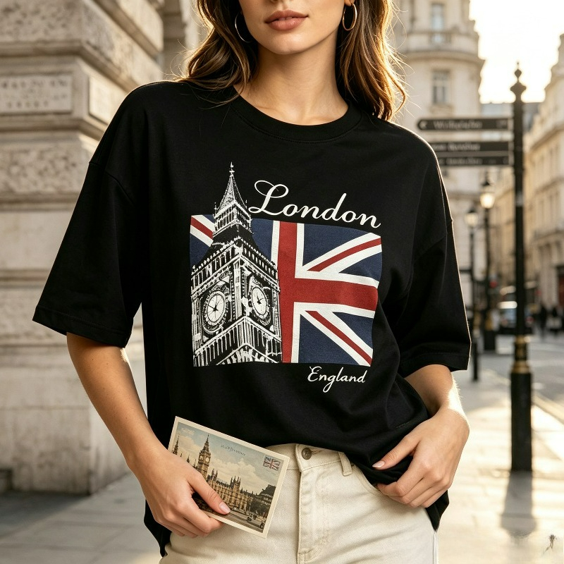 เสื้อยืดพิมพ์ลายหน้าบิ๊กเบน ลอ - Vintage Fashion London บทวิจารณ์และราคา