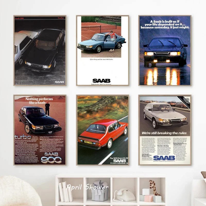 Saab 900เทอร์โบวินเทจคลาสสิกโป - Vintage Fashion Prints For Wall บทวิจารณ์และราคา