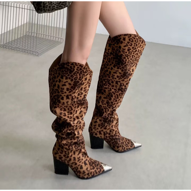 รองเท้าบูทผ้าพลีทลายเสือดาวสไต - Vintage Fashion Design บทวิจารณ์และราคา