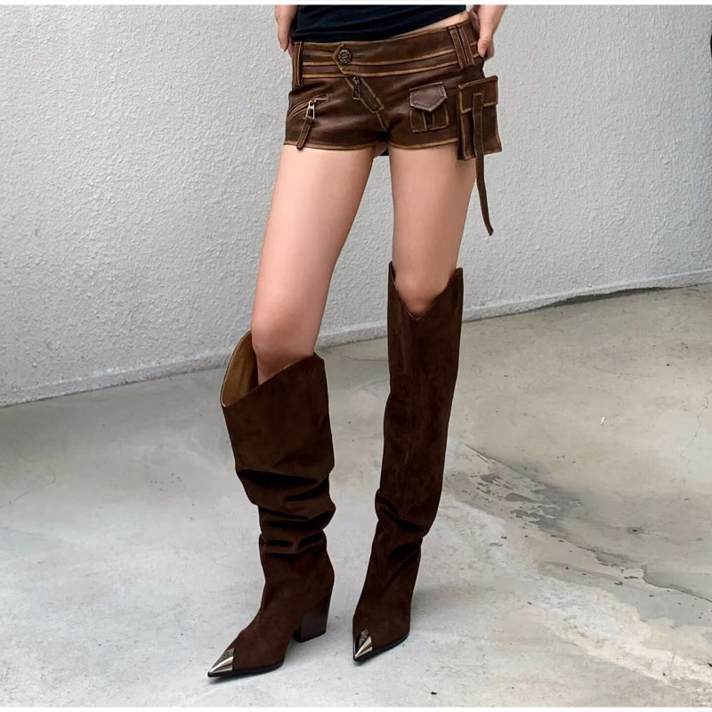 รองเท้าบูทผ้าพลีทลายเสือดาวสไต - Vintage Fashion Design บทวิจารณ์และราคา