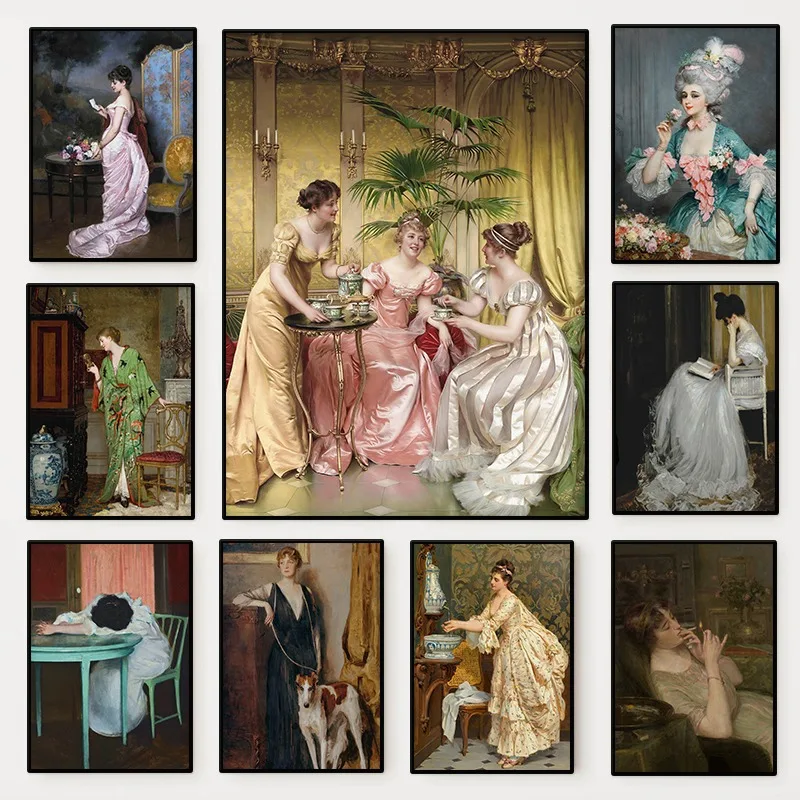 โปสเตอร์ภาพวาดผู้หญิงยุคเรอเนซ - Vintage Fashion Prints For Wall บทวิจารณ์และราคา