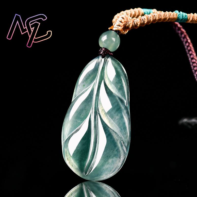 จี้หยกพม่ารูปใบไม้ ของขวัญสำหร - Vintage Fashion Accessories บทวิจารณ์และราคา