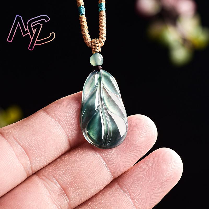 จี้หยกพม่ารูปใบไม้ ของขวัญสำหร - Vintage Fashion Accessories บทวิจารณ์และราคา