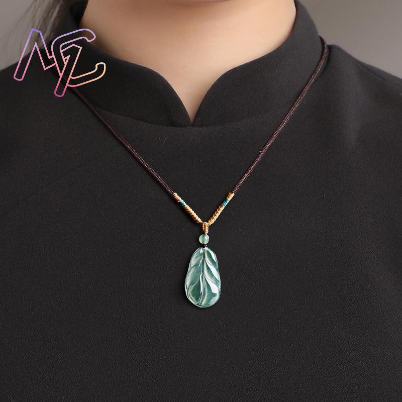 จี้หยกพม่ารูปใบไม้ ของขวัญสำหร - Vintage Fashion Accessories บทวิจารณ์และราคา
