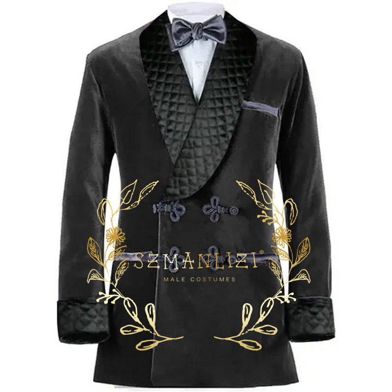 แจ็กเก็ตสูบบุหรี่กำมะหยี่กระดุ - Velvet Blazer Vintage บทวิจารณ์และราคา