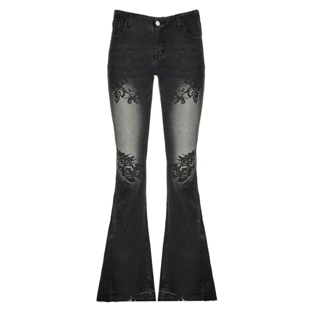 Streetwear Flare กางเกงยีนส์ผู - Mom Jean High Rise บทวิจารณ์และราคา