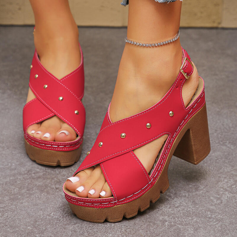 รองเท้าส้นสูงแบบวินเทจ สายไขว้ - Vintage Old Fashion บทวิจารณ์และราคา